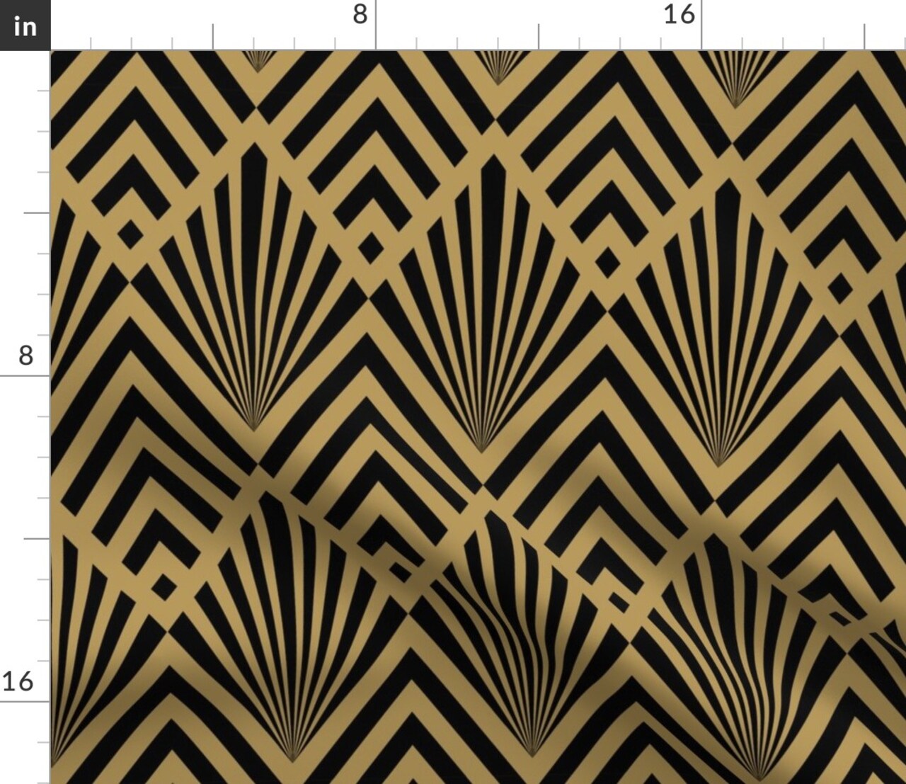 Diamonds Large Diamond Fan Art Deco Retro Gold Black 1920S Custom Printed Fabric by Spoonflower Various Fabrics by the Yard or Fat Quarter